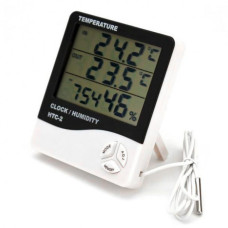 Термометр-гігрометр HTC-2 з годинником і виносним датчиком температури