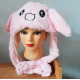 Карнавальна шапка з підсвічуванням: рожевий зайчик з піднімаючими вухами