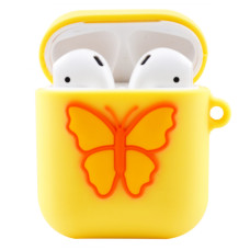 Чохол для AirPods силіконовий з метеликом жовтий