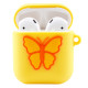 Чохол для AirPods силіконовий з метеликом жовтий