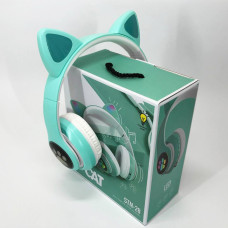 Бездротові навушники LED з котячими вушками CAT STN-28. Колір: зелений