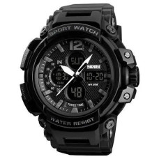Годинник наручний чоловічий SKMEI 1343BK BLACK, годинник тактичний протиударний. Колір: чорний