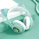 Бездротові навушники LED з котячими вушками CAT STN-28. Колір: зелений