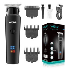 Тример для волосся VGR V-937, з USB-кабелем для зарядки, світлодіодним дисплеєм, 3 насадками