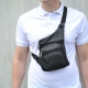 Чоловіча сумка з натуральної шкіри, тактична сумка - месенджер чорна, тактична сумка на груди