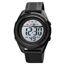 Годинник наручний чоловічий SKMEI 1638BKWT BLACK-WHITE, годинник наручний електронний тактичний. Колір: чорний