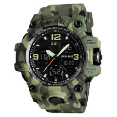 Годинник наручний чоловічий SKMEI 1155BCMGN GREEN CAMO, брендовий чоловічий годинник. Колір: зелений камуфляж