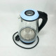 Чайник електричний скляний Rainberg RB-914, прозорий чайник з підсвічуванням. Колір: блакитний